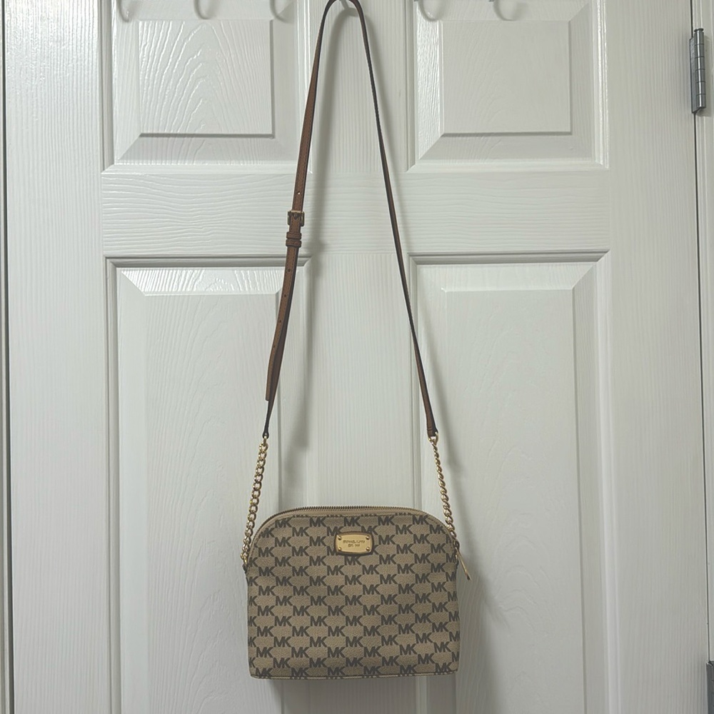 Michael Kors chain and leather strap cross body bag